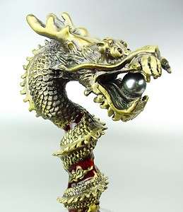 Gothic Antique Burnished Gold Metal Red Enamel Pearl Dragon Letter 