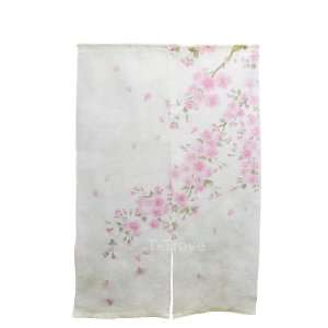  Noren / Door Curtain White with Cherry Blossoms