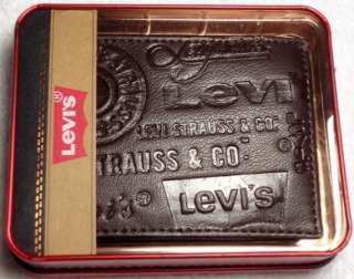 NWT Levis Strauss Mens Wallet Bifold & Trifold Black & Brown LOOK 