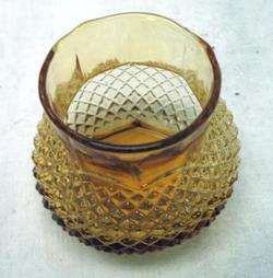 EAPG 1880s era amber glass ladies spittoon or cuspidor  