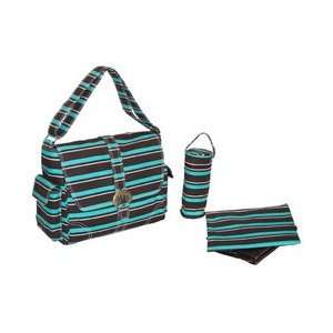  Canvas Buckle Bag   Canvas Canal Street Stripes   Turquoise Baby