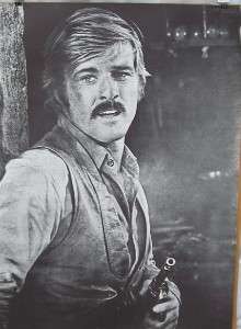 Vtg 1960s B&W Robert Redford Movie Poster Butch Cassidy  