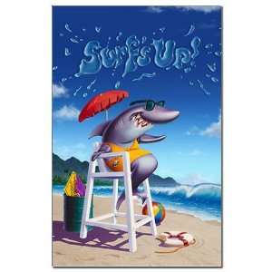  Surfs Up Shark Humor Mini Poster Print by CafePress 