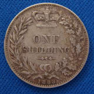 1883 Great Britain One Shilling Silver Coin 5843  