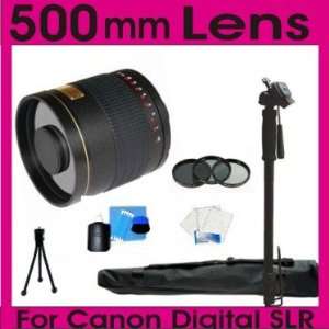  Deluxe 500mm F8.0 Mirror Lens Kit for Canon Rebel Xt, Xti 