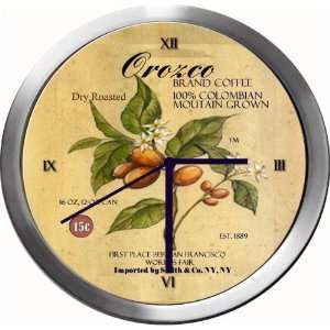  OROZCO 14 Inch Coffee Metal Clock Quartz Movement: Kitchen 