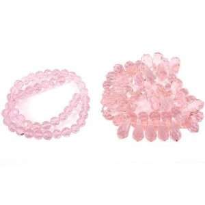   Pink Round Teardrop FP Chinese Crystal Beads 2 Strands: Home & Kitchen