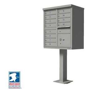   Box Unit, 12 Mailboxes, 1 Parcel Locker, Postal Grey