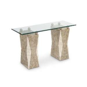  Magnussen Vertex Stone and Glass Rectangular Sofa Table 