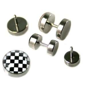   Plugs with Checker Pattern Design   Sizes Big Sold as a Pair Jewelry