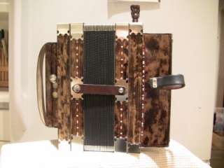 Bon Temps 10 button Cajun accordion hand crafted by Jude Moreau in key 