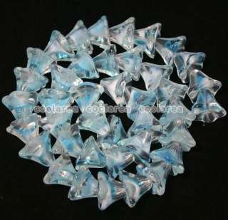 Blue Trumpet Flower Crystal Glass Loose Beads 10x12mm  