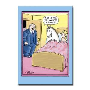  Pony   Humorous Cartoon Birthday Greeting Card Office 
