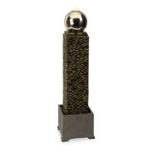   Rock Tower Fountain with Stainless Steel Ball Patio, Lawn & Garden