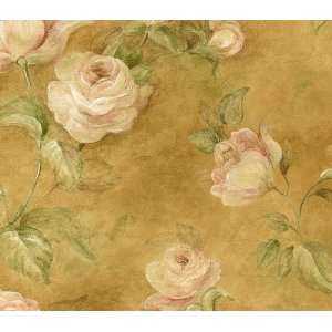  Golden Large Rose Toss Wallpaper 