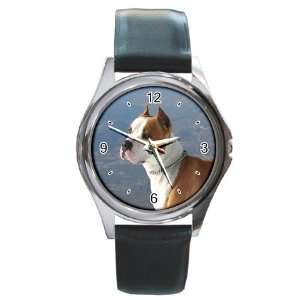  American Staffordshire Round Leather Watch CC0016 