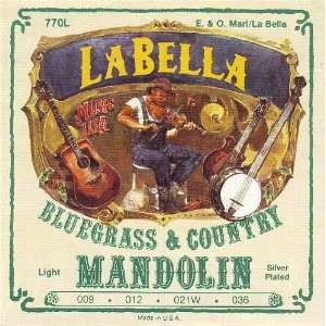  La Bella Mandolin Silver Plated Wound Light, .009   .036 