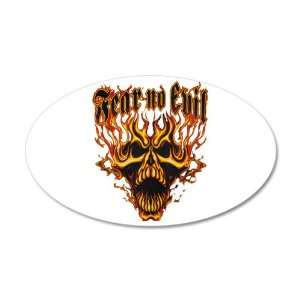  22x14 Oval Wall Vinyl Sticker Fear No Evil Flaming Skull 