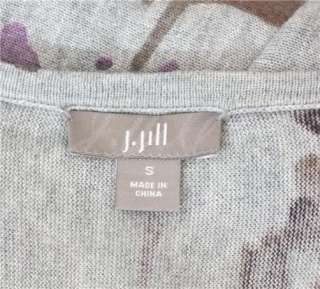   Silk Cotton Cashmere Sweater Splattered Floral Pullover Top  