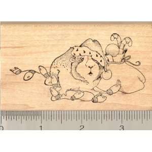  Guinea Pig With Santa Sack Rubber Stamp: Arts, Crafts 