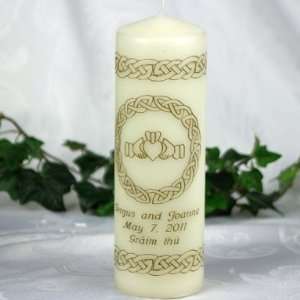  Celtic Claddagh Unity Candle White/Ivory