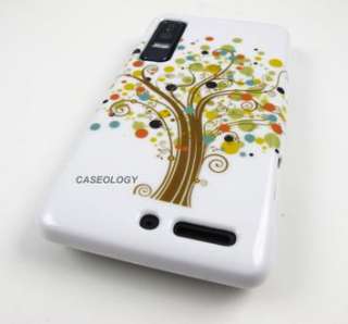WHITE HIPPY TREE HARD SNAP ON CASE COVER FOR MOTOROLA DROID 3 PHONE 