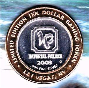 2003 Imperial Palace Silver Ltd Edb $10 Gaming Token  