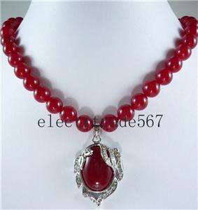 Beautiful 8mm Red Ruby Gemstone Pendant Necklace 18  