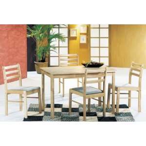  5pc Dining Table & Chairs Set Natural Finish