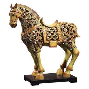 Uttermost 24.5 Inch Chunar Horse Sculpture Soft Cinnamon Red & Verde 