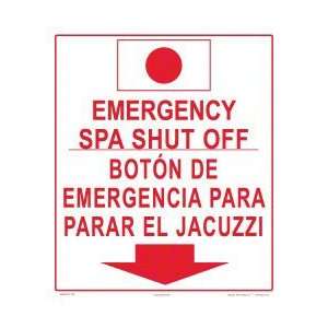  Sign Emergency Spa Shutoff Eng/Sp 6505Wa1214Z