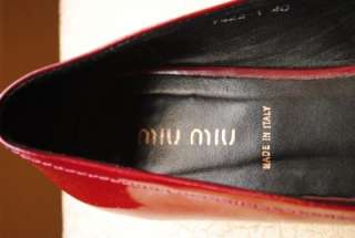 MIU MIU Red Shoes Size 10 Patent Leather Burgundy Flats Gorgeous 