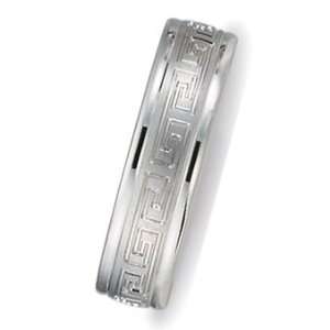 00 Millimeters Wedding Band Ring 14Kt White Gold with Greek Key Design 