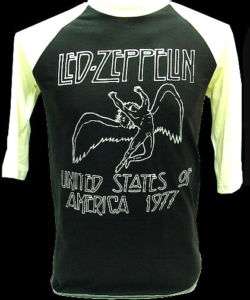 LED ZEPPELIN 1977 US Tour VTG Rock 3/4 Jersey T Shirt S  