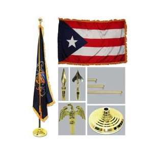 Puerto Rico 4ft x 6ft Flag telescoping Flagpole Base and 