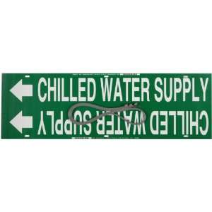   Straps White On Green Color Pipe Marker Legend Chilled Water Supply