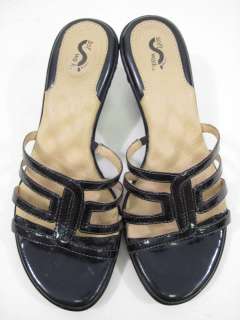 SOFT WALK Black Patent Leather Sandals Heels Sz 6  