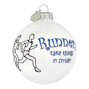  Runners Take Things In Stride Glass Ornament