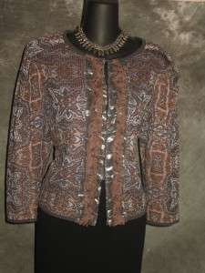St John soca knit ruffle suit jacket blazer size L 12 14  