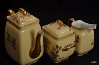 LIMOGES AK Klingenberg 1880 1895 TEA TRAY SET Hand Painted GOLD Coffee 