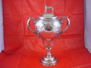 Huge English Sterling Trophy Warwickshire Cup 1867 DOG  