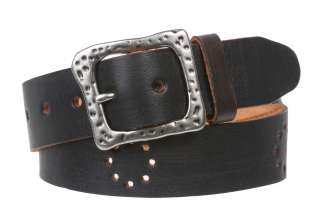 Snap On 1 1/2 Soft Hand Genuine Leather Perforated Detail Belt  