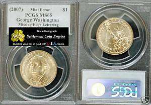 2007 Washington Dollar PCGS MS65   Mint Error Smth Edge  