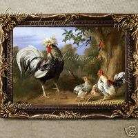 1800 Rooster Chickens Birds Dollhouse Miniature Picture  