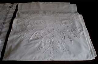 Lovely Vintage Ornate Whitework Embroidered Bed Sheet Layover Pillow 