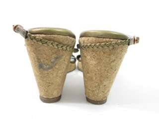 FARYLROBIN Gold Braided Slingback Cork Wedges Shoes  