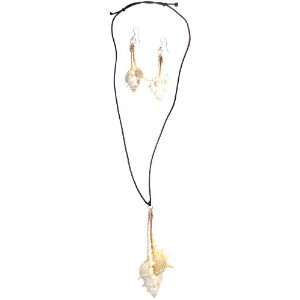 Snail of Sea Necklace and Earrings Set   Exotic Style and All Natural 