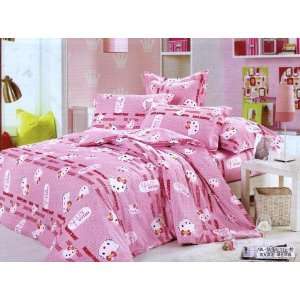 Hello Kitty Figure Bed Cover Sheet Fitted Sheet Pillowcases Set Full 