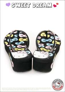 Sanrio Hello Kitty Ladys Slippers Flip Flops Low Heels Black, Pink 