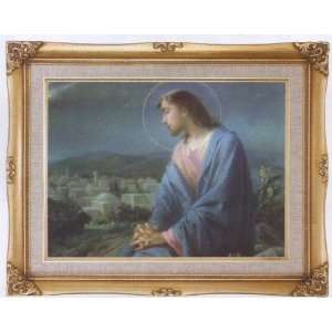  Jesus Overlooking City by Simeone Framed Art, 16 x 20 